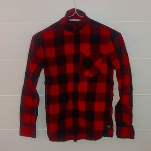 Boys long sleeve flannel button-up pocket on the front